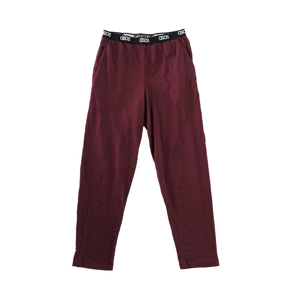 ASOS Design Womens Size XS Burgundy Cotton Pockets Elastic Waist Pull On Pants